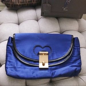 Marc Jacobs Blue Satin Heart Evening Clutch